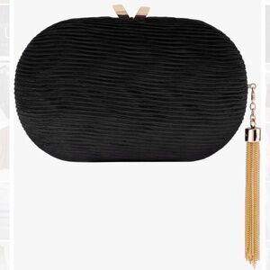 BRAND NEW Ola Berg Black Pleated Oval Clutch